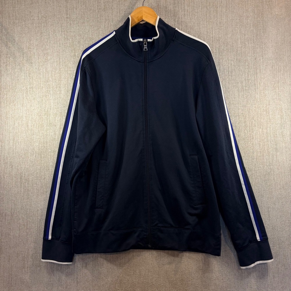 Banana Republic Mens Vintage (09) Navy Blue Full Zip Track Jacket LG Striped Slv - Picture 3 of 10